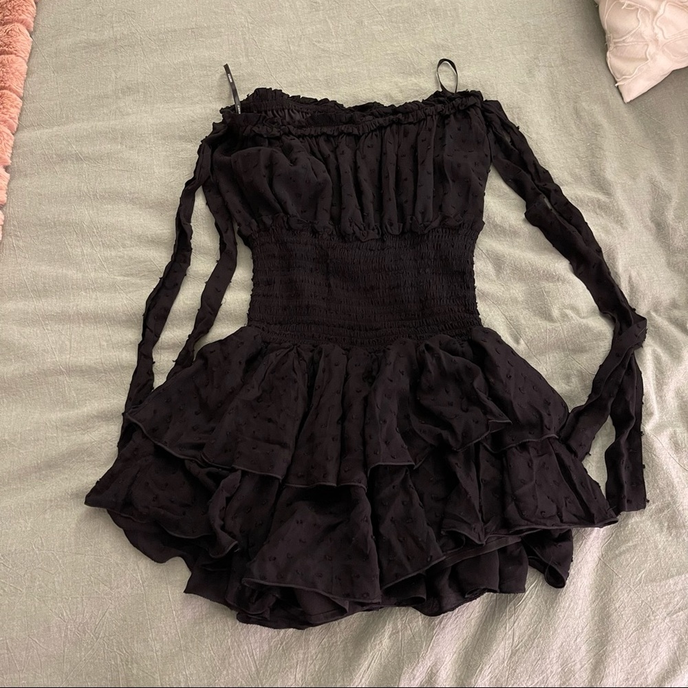 Forever 21 black off the shoulder skort romper